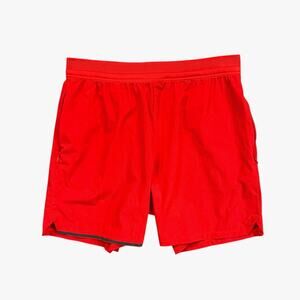 Alphalete Shorts Mens M Medium Red Drawstring Reflective Athletic Gym Workout